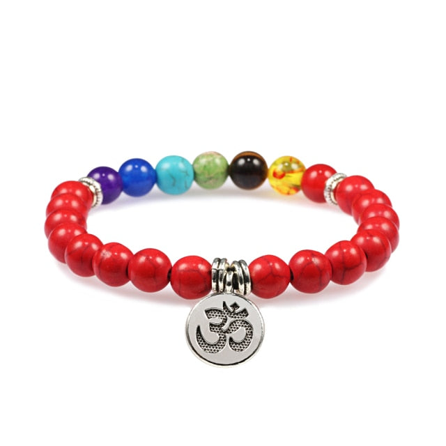 7 Chakra Bracelet Natural Lava Stone Wooden Bead Pendant Bracelets Bangles Buddha Prayer Healing Balance Charm Yoga Jewelry Gift