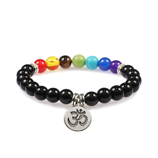 7 Chakra Bracelet Natural Lava Stone Wooden Bead Pendant Bracelets Bangles Buddha Prayer Healing Balance Charm Yoga Jewelry Gift