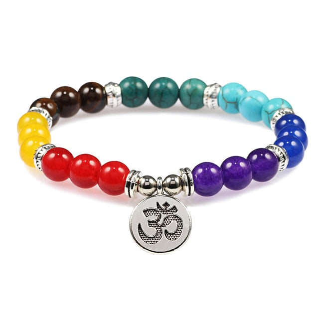 7 Chakra Bracelet Natural Lava Stone Wooden Bead Pendant Bracelets Bangles Buddha Prayer Healing Balance Charm Yoga Jewelry Gift