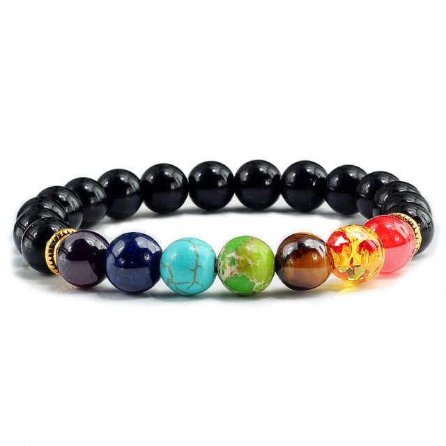 7 Chakra Bracelet Natural Lava Stone Wooden Bead Pendant Bracelets Bangles Buddha Prayer Healing Balance Charm Yoga Jewelry Gift