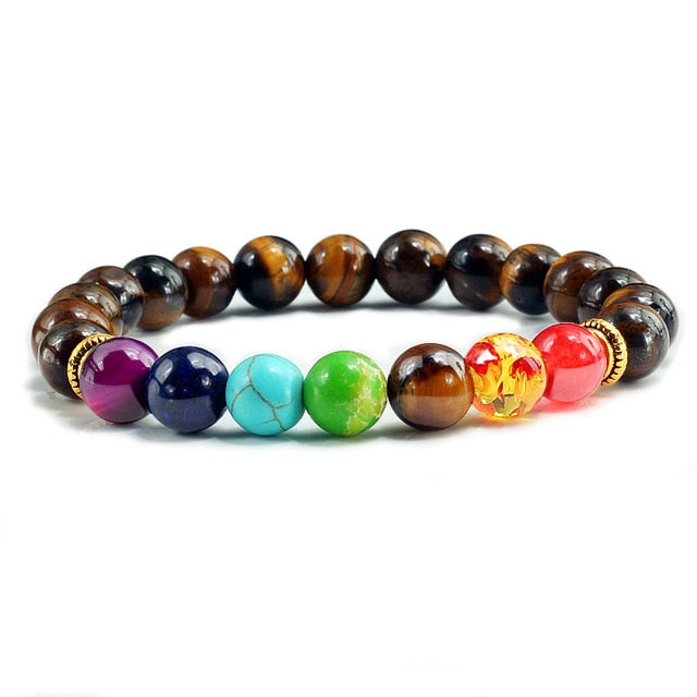 7 Chakra Bracelet Natural Lava Stone Wooden Bead Pendant Bracelets Bangles Buddha Prayer Healing Balance Charm Yoga Jewelry Gift