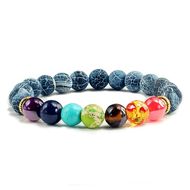 7 Chakra Bracelet Natural Lava Stone Wooden Bead Pendant Bracelets Bangles Buddha Prayer Healing Balance Charm Yoga Jewelry Gift