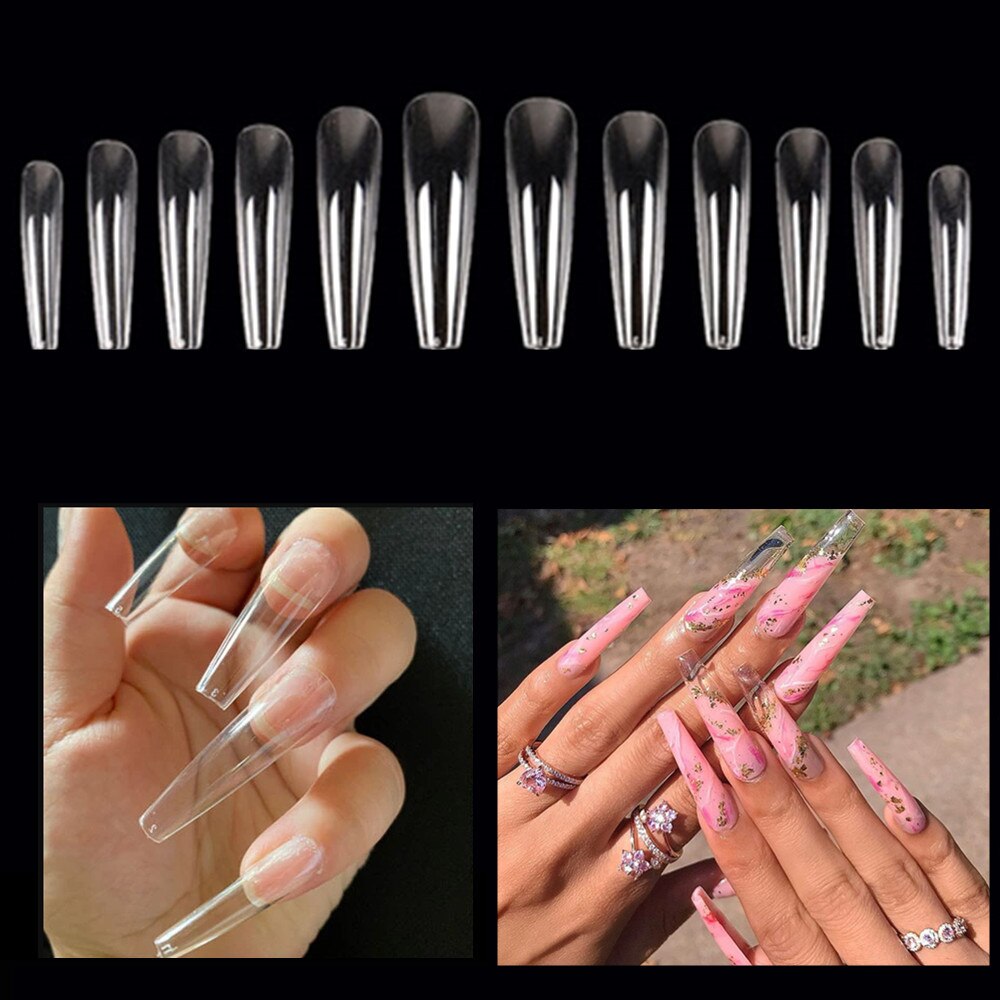 Makartt 600pcs False Nail Tips XXL Extra Long Ballerina Coffin Full Cover Nails Fake Tip Press On Salon Manicure Supply