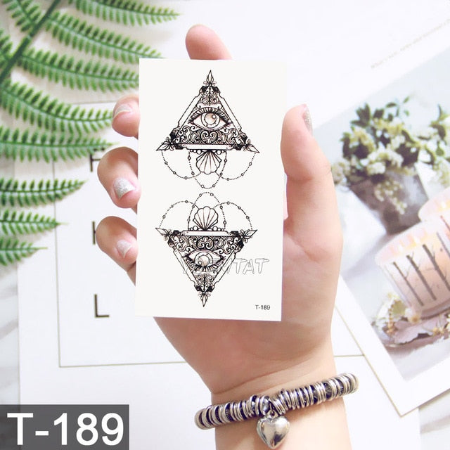 Waterproof Temporary Tattoo Stickers Whale Moon Deer Rose Flash Tatto Children Female Black Geometric Body Art Fake Tatoo Male