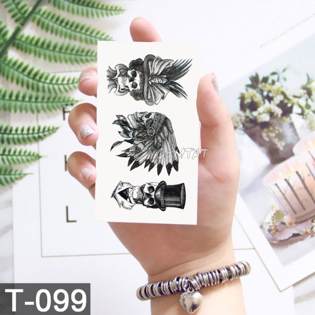 Waterproof Temporary Tattoo Stickers Whale Moon Deer Rose Flash Tatto Children Female Black Geometric Body Art Fake Tatoo Male