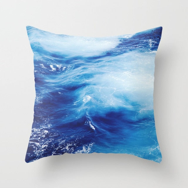 New Summer Blue Beach Pillow Cushion Case Hot Tropical Ocean Palm Print Throw Pillows Cover Livingroom Sofa Seats Bed Decoration
