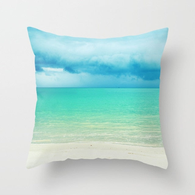 New Summer Blue Beach Pillow Cushion Case Hot Tropical Ocean Palm Print Throw Pillows Cover Livingroom Sofa Seats Bed Decoration