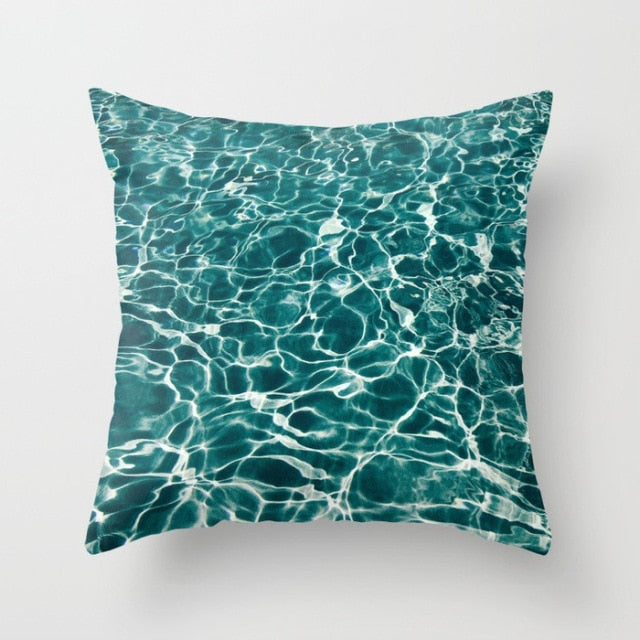New Summer Blue Beach Pillow Cushion Case Hot Tropical Ocean Palm Print Throw Pillows Cover Livingroom Sofa Seats Bed Decoration