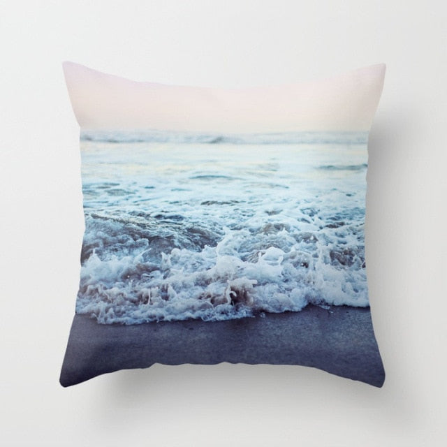 New Summer Blue Beach Pillow Cushion Case Hot Tropical Ocean Palm Print Throw Pillows Cover Livingroom Sofa Seats Bed Decoration