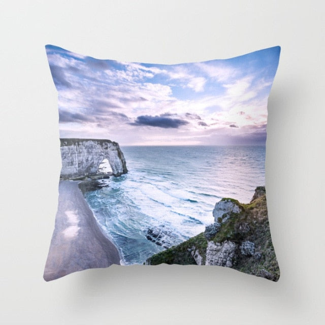 New Summer Blue Beach Pillow Cushion Case Hot Tropical Ocean Palm Print Throw Pillows Cover Livingroom Sofa Seats Bed Decoration