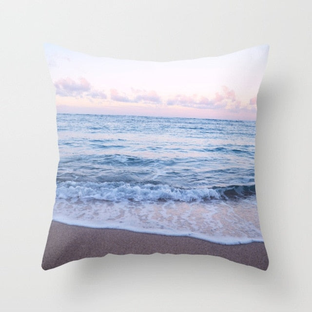New Summer Blue Beach Pillow Cushion Case Hot Tropical Ocean Palm Print Throw Pillows Cover Livingroom Sofa Seats Bed Decoration