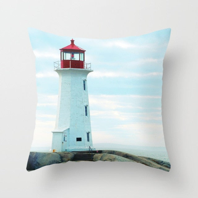 New Summer Blue Beach Pillow Cushion Case Hot Tropical Ocean Palm Print Throw Pillows Cover Livingroom Sofa Seats Bed Decoration