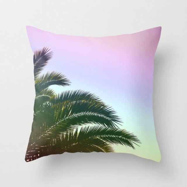 New Summer Blue Beach Pillow Cushion Case Hot Tropical Ocean Palm Print Throw Pillows Cover Livingroom Sofa Seats Bed Decoration