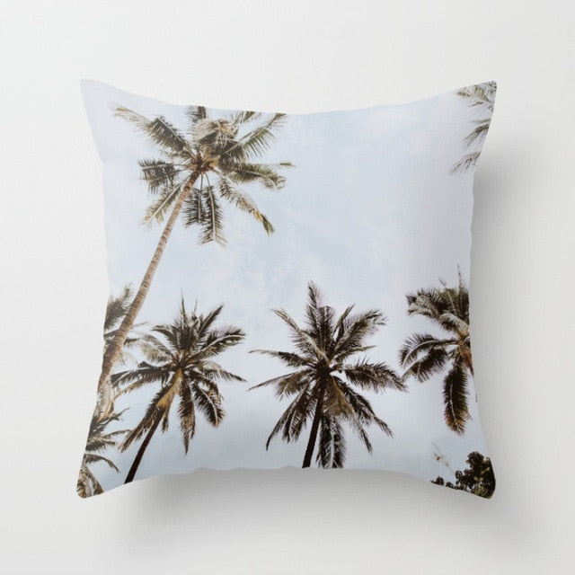 New Summer Blue Beach Pillow Cushion Case Hot Tropical Ocean Palm Print Throw Pillows Cover Livingroom Sofa Seats Bed Decoration