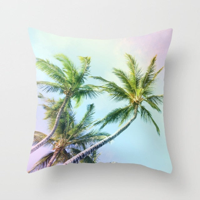 New Summer Blue Beach Pillow Cushion Case Hot Tropical Ocean Palm Print Throw Pillows Cover Livingroom Sofa Seats Bed Decoration