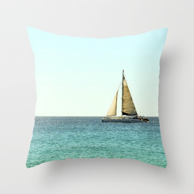 New Summer Blue Beach Pillow Cushion Case Hot Tropical Ocean Palm Print Throw Pillows Cover Livingroom Sofa Seats Bed Decoration