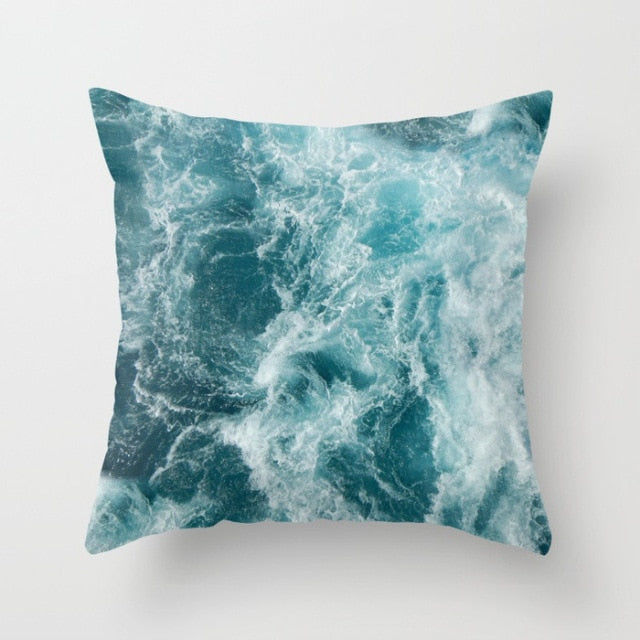 New Summer Blue Beach Pillow Cushion Case Hot Tropical Ocean Palm Print Throw Pillows Cover Livingroom Sofa Seats Bed Decoration