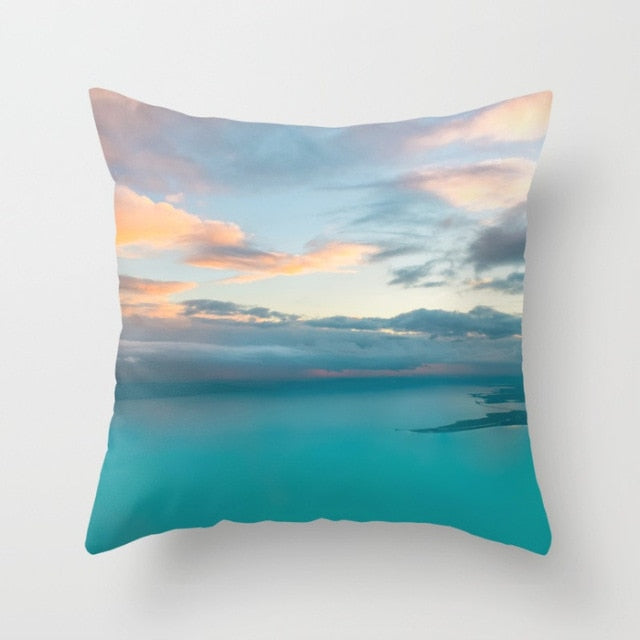 New Summer Blue Beach Pillow Cushion Case Hot Tropical Ocean Palm Print Throw Pillows Cover Livingroom Sofa Seats Bed Decoration