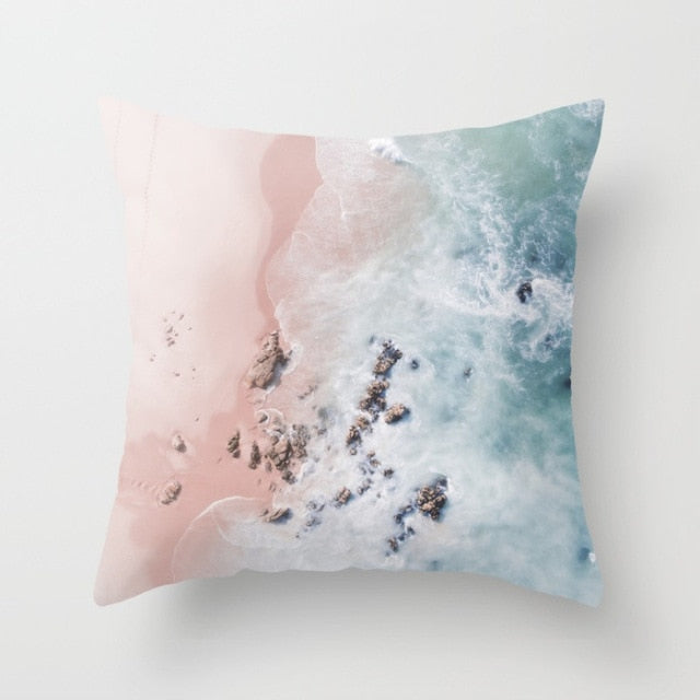 New Summer Blue Beach Pillow Cushion Case Hot Tropical Ocean Palm Print Throw Pillows Cover Livingroom Sofa Seats Bed Decoration
