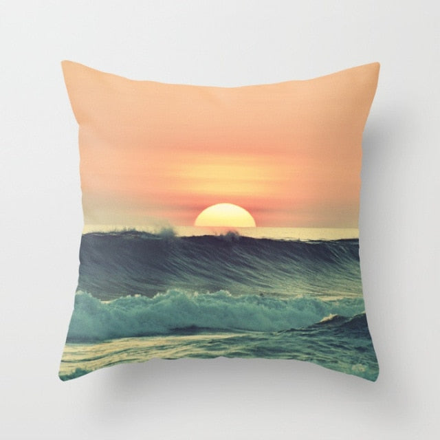 New Summer Blue Beach Pillow Cushion Case Hot Tropical Ocean Palm Print Throw Pillows Cover Livingroom Sofa Seats Bed Decoration