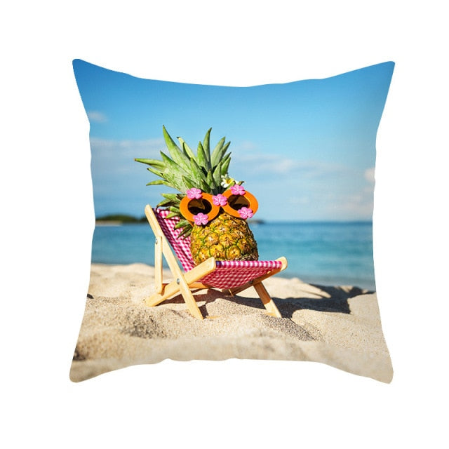 New Summer Blue Beach Pillow Cushion Case Hot Tropical Ocean Palm Print Throw Pillows Cover Livingroom Sofa Seats Bed Decoration