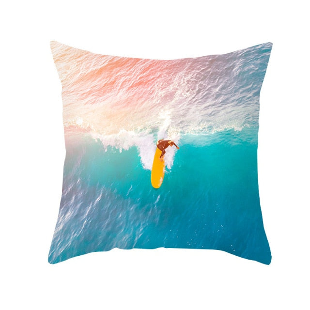 New Summer Blue Beach Pillow Cushion Case Hot Tropical Ocean Palm Print Throw Pillows Cover Livingroom Sofa Seats Bed Decoration