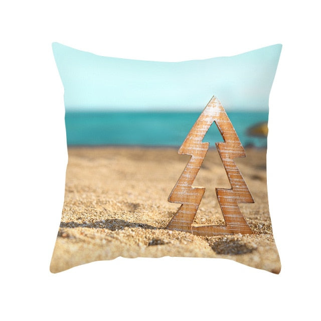 New Summer Blue Beach Pillow Cushion Case Hot Tropical Ocean Palm Print Throw Pillows Cover Livingroom Sofa Seats Bed Decoration
