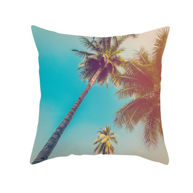 New Summer Blue Beach Pillow Cushion Case Hot Tropical Ocean Palm Print Throw Pillows Cover Livingroom Sofa Seats Bed Decoration