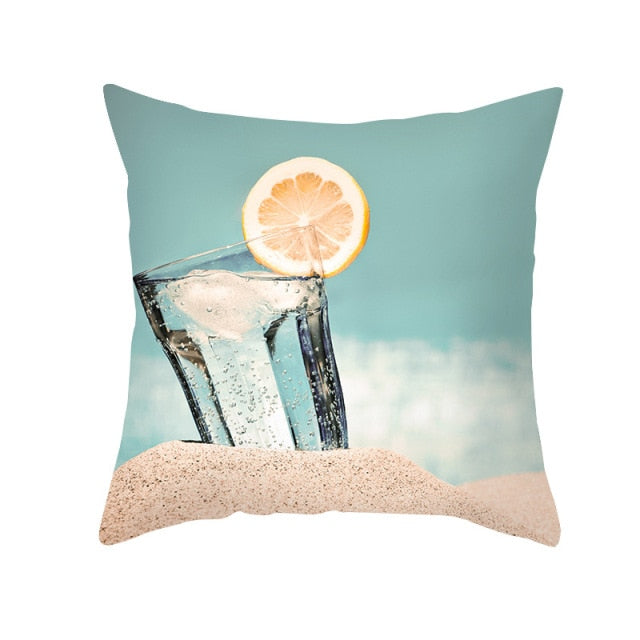 New Summer Blue Beach Pillow Cushion Case Hot Tropical Ocean Palm Print Throw Pillows Cover Livingroom Sofa Seats Bed Decoration