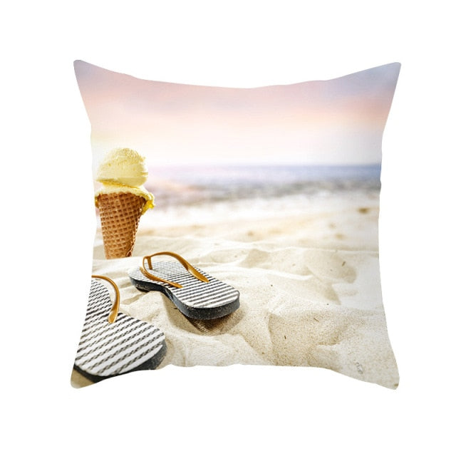 New Summer Blue Beach Pillow Cushion Case Hot Tropical Ocean Palm Print Throw Pillows Cover Livingroom Sofa Seats Bed Decoration