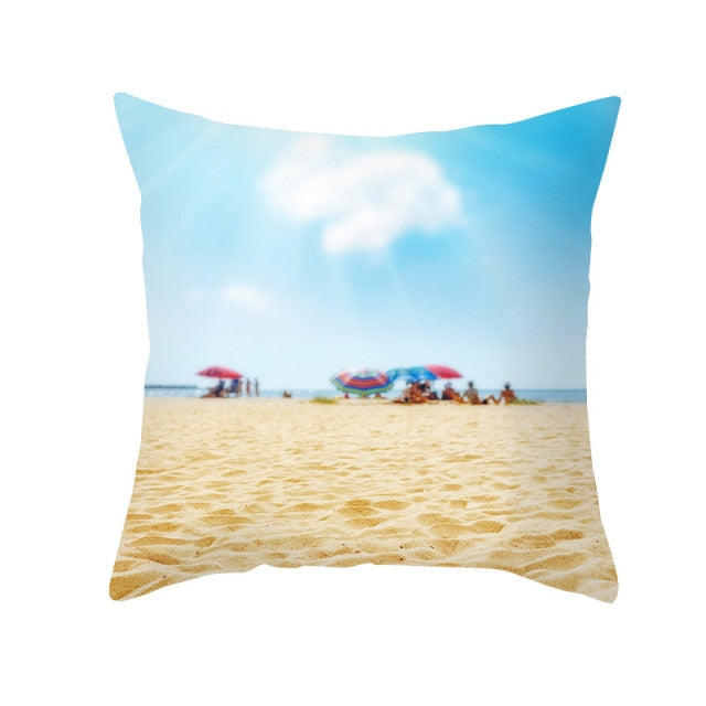 New Summer Blue Beach Pillow Cushion Case Hot Tropical Ocean Palm Print Throw Pillows Cover Livingroom Sofa Seats Bed Decoration