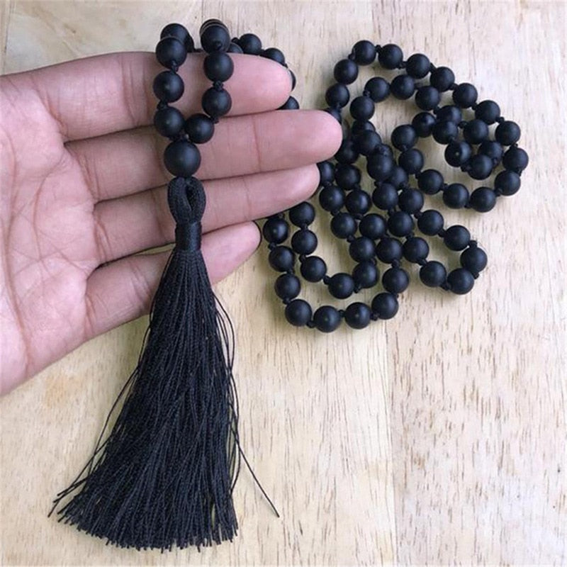 6mm 108 Abrazine Agate 108 Beads Gemstone Tassel Necklace Chakra Accessories Yoga Buddhism Ruyi Mala