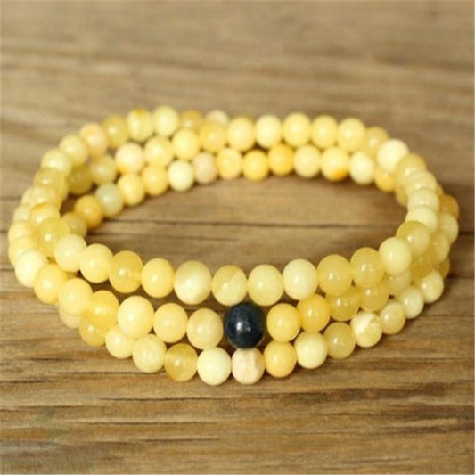 6MM Topaz Gemstone Mala Bracelet 108 Beads Necklace Wrist Lucky Energy Bless Healing Meditation Buddhism
