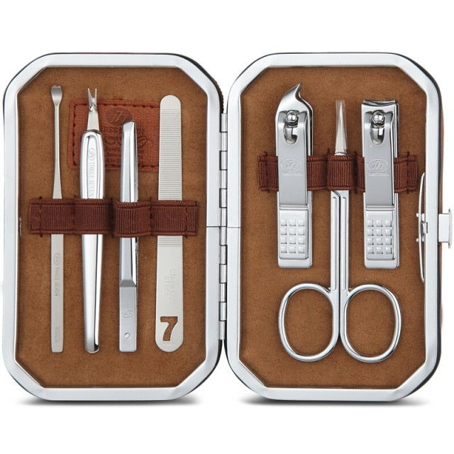 THREE SEVEN/777 Upscale Nail Clippers Combination Nail File/Cuticle Pusher/Callus Shaver/Earpick 7 in 1 Nail Art & Tools Kits
