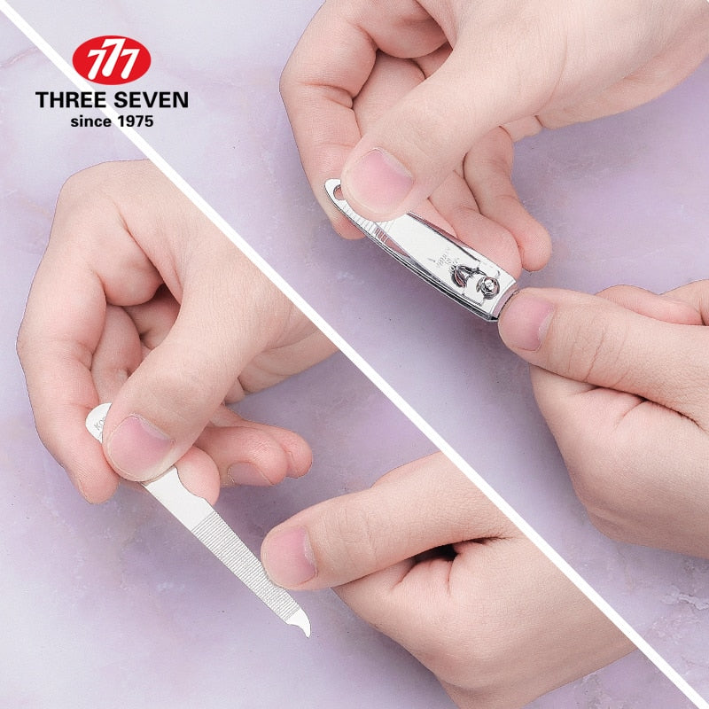 THREE SEVEN/777 Lovely Nail Clippers Kit Earpick/Nail file/ Eyebrow clip 4 in 1 Nail Art & Tools Kits Blue Style