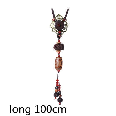 Handmade Vintage Sweater Chains Ethnic Ornaments Hanging Accessories Long Necklace Chinese Tibetan Dzi Jewellery
