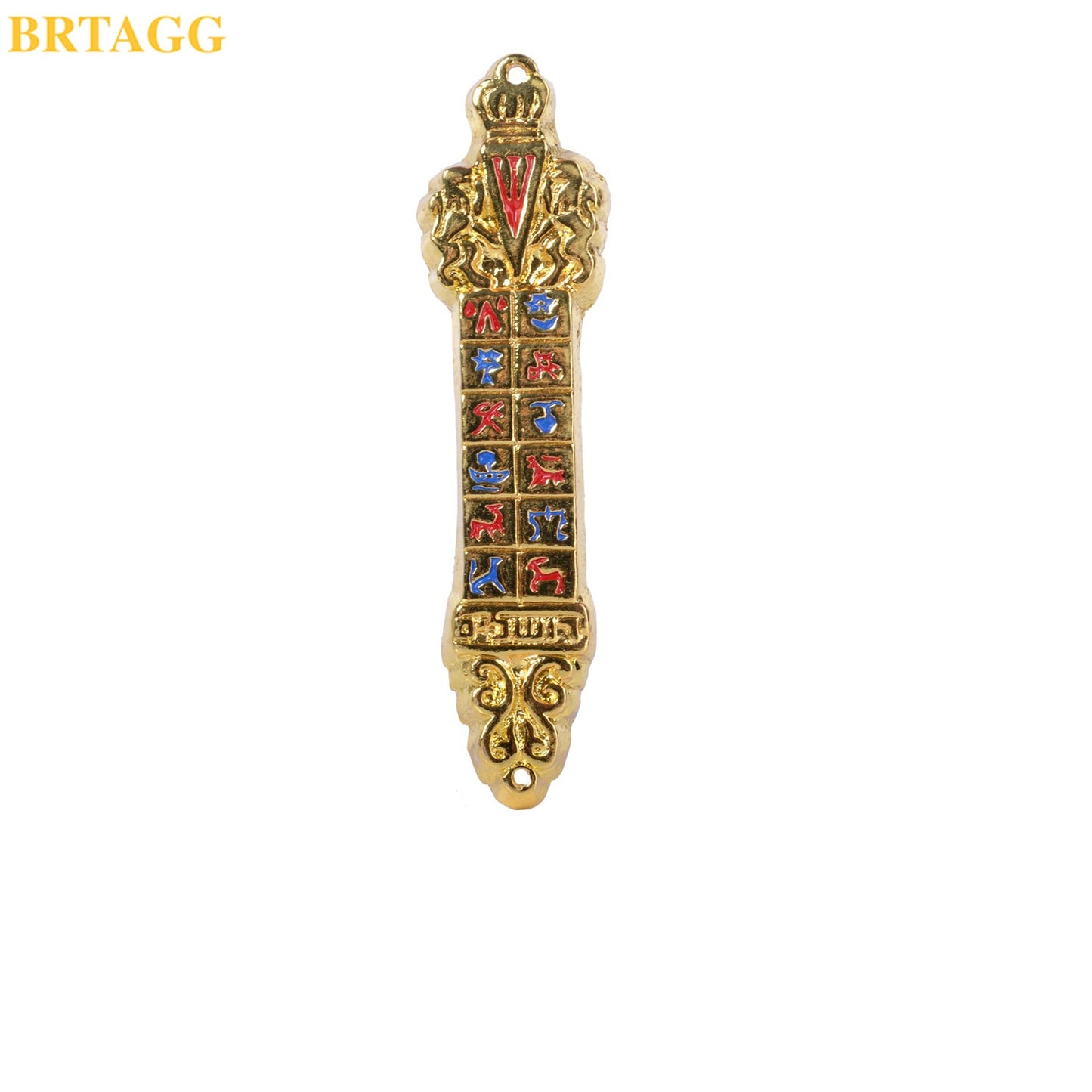 BRTAGG Mezuzah Case, 10cm Height, 12 Tribes of Israel - King David Royal Crown Jewish Israel Gifts
