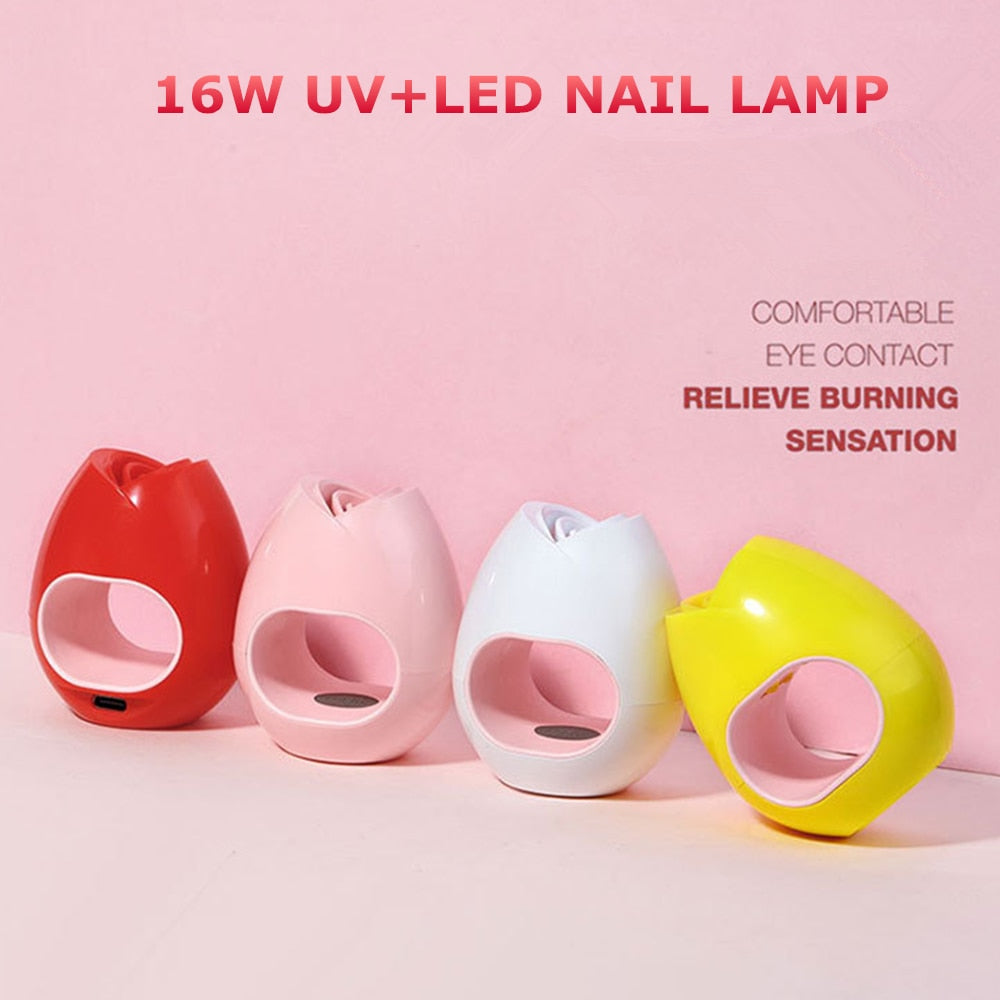 16W Mini UV LED Nail Dryer Curing Lamp Rose Shape Travel Pocket Size 60S Timer USB Portable Sun Light Button For Gel Polish