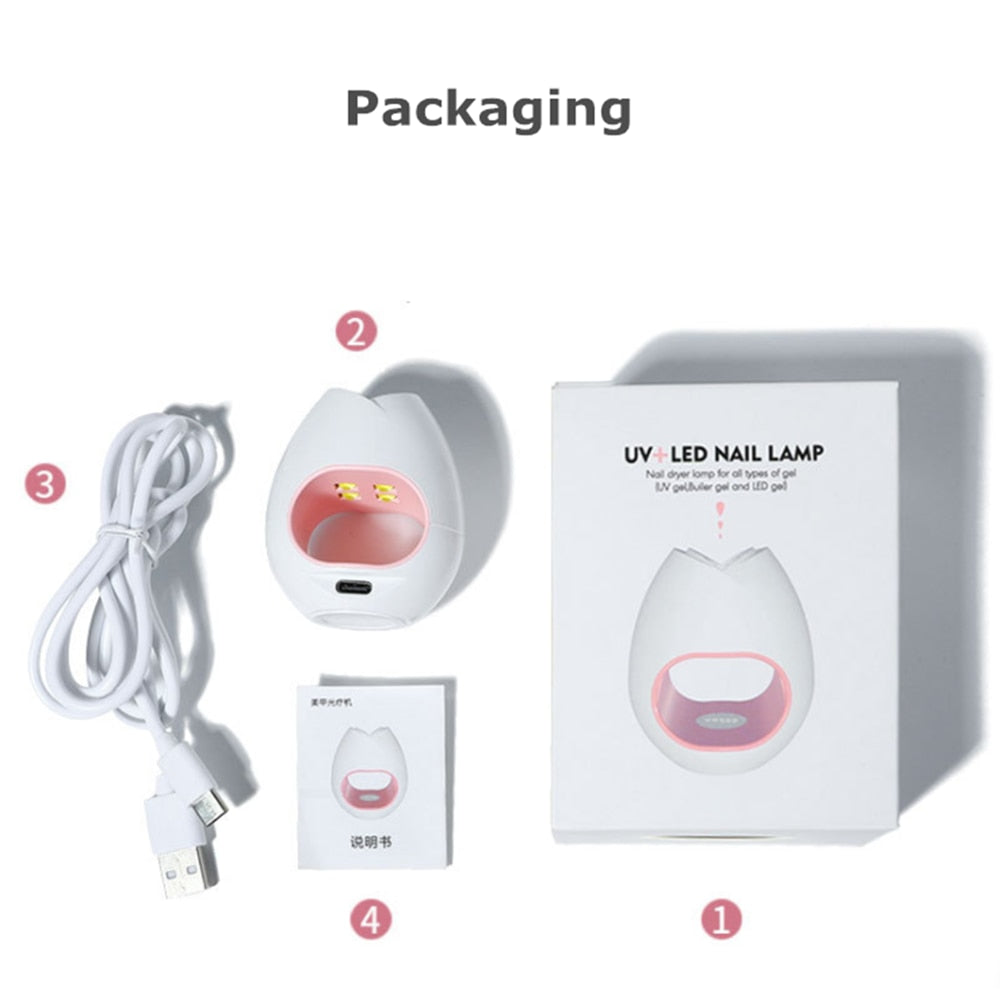 16W Mini UV LED Nail Dryer Curing Lamp Rose Shape Travel Pocket Size 60S Timer USB Portable Sun Light Button For Gel Polish