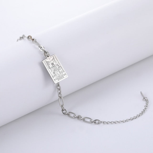 LIKGREAT Mysticism Tarot Card Charm Bracelet for Men Women Stainless Steel Good Luck Tarot Jewelry Esotericism Christmas Present