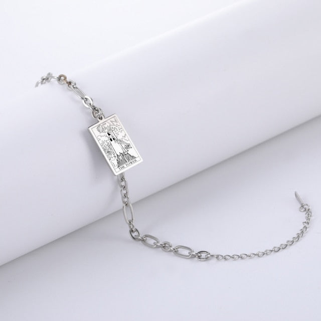 LIKGREAT Mysticism Tarot Card Charm Bracelet for Men Women Stainless Steel Good Luck Tarot Jewelry Esotericism Christmas Present