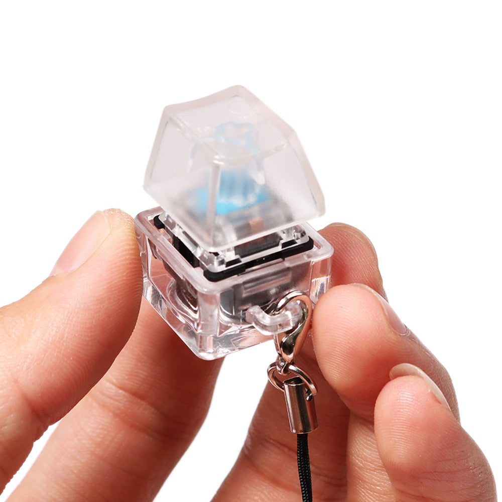 Swtich Fidget Gadget Mechanical Keyboard Tester Click LED Light Button Keychain Gift for Computer Geeks Autism Anti Stress Toy