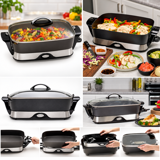 Presto Foldaway Electric Skillet photo collage