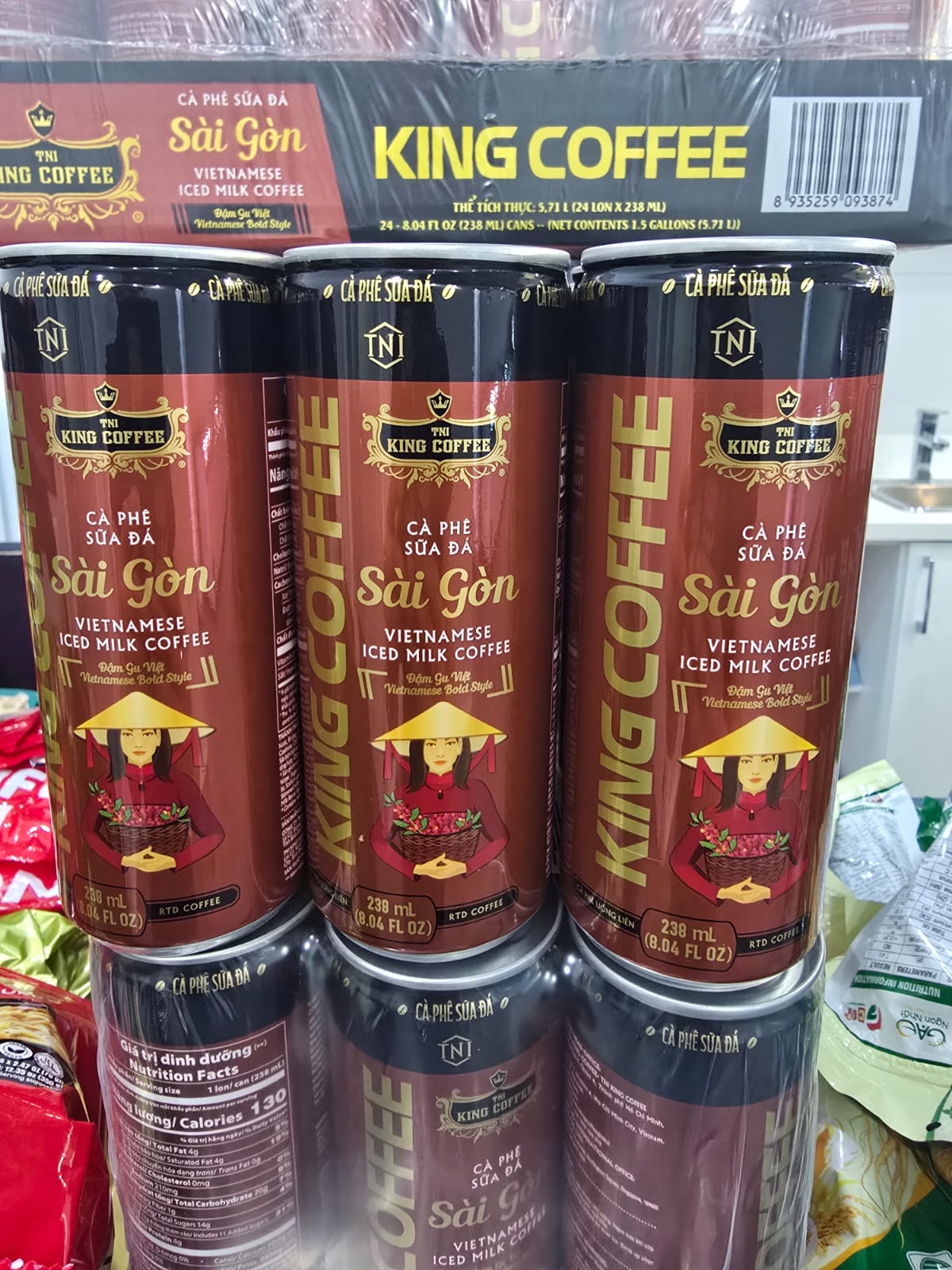 KING COFFEE Saigon Iced Milk Coffee - Ready to Drink - 238ml Can - Pack of 6 Cans