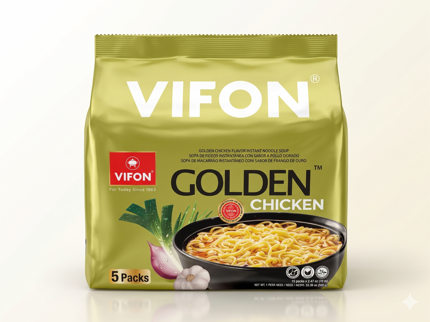 082. VIFON Golden Chicken Flavor Noodle Soup (70g, 5packs/bag)