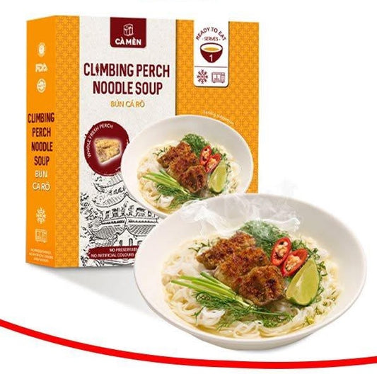 Cà Mèn : Soupe de nouilles au poisson grimpant prête à consommer (Bún Cá Rô)
