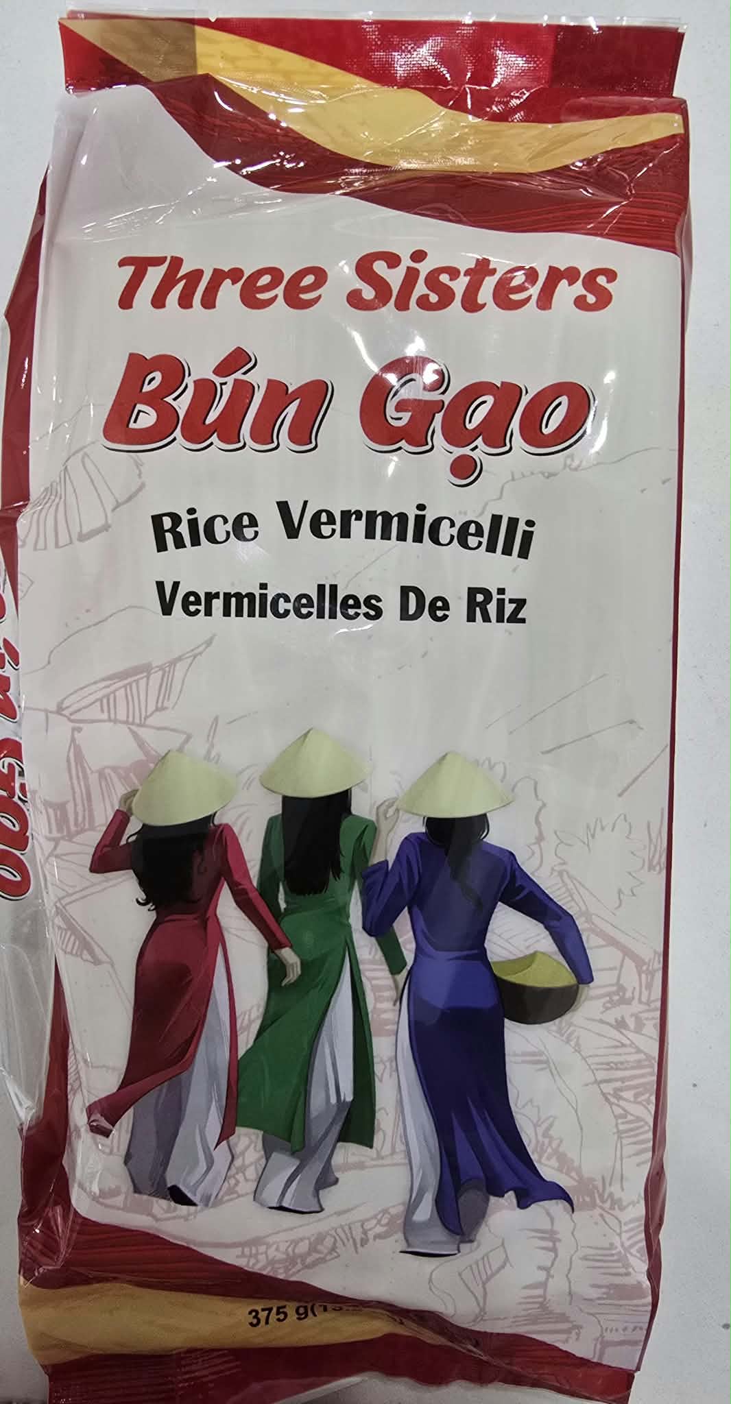 Three sister rice vermicelli 1 mm (bun gao) 375g