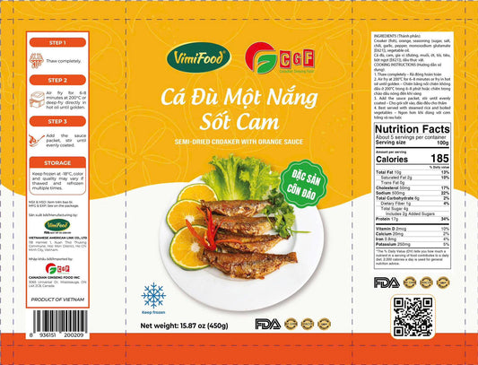 VimiFood : Croaker semi-séché à la sauce à l'orange (Cá Đù Một Nắng Sốt Cam)