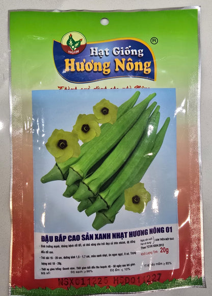 High-Yield Light Green Okra Seeds (Đậu Bắp Cao Sản Xanh Nhật Hương Nông 01)