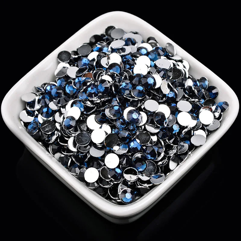 1000 viên Đá trang trí móng tay lấp lánh màu sắc ss6-ss30 Hạt đá pha lê nhựa resin mặt phẳng dùng trang trí giày dép túi xách quần áo phụ kiện DIY